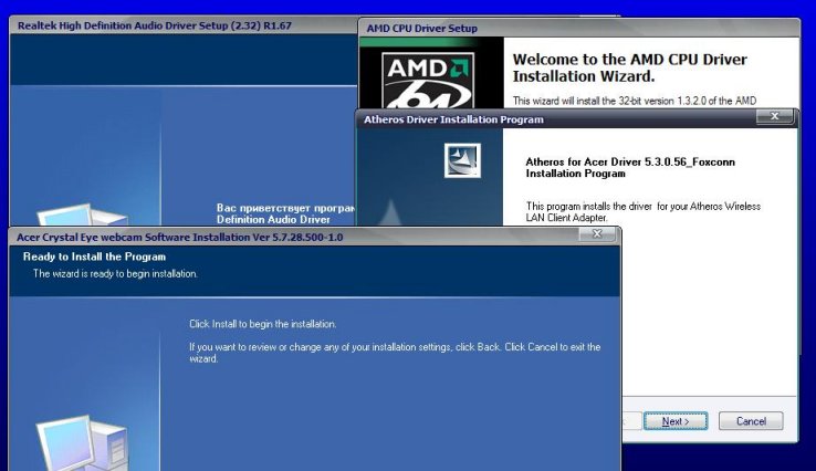 скачать Драйвера для ноутбуков Acer Aspire 5220, 5520, 7220, 7520 под Windows XP на компьютер торрент